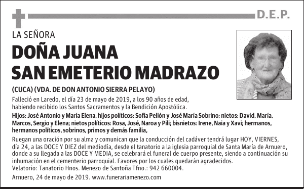 DOÑA JUANA SAN EMETERIO MADRAZO