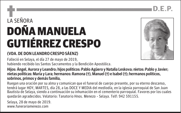 DOÑA MANUELA GUTIÉRREZ CRESPO