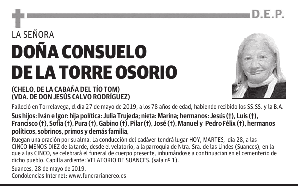 DOÑA CONSUELO DE LA TORRE OSORIO