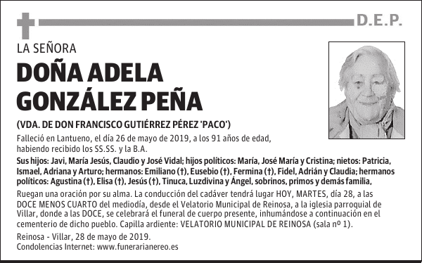 DOÑA ADELA GONZÁLEZ PEÑA