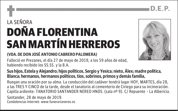DOÑA FLORENTINA SAN MARTÍN HERREROS