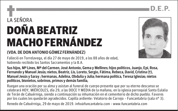 DOÑA BEATRIZ MACHO FERNÁNDEZ
