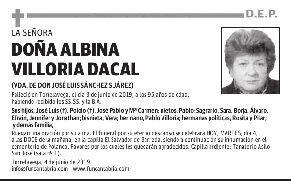 DOÑA ALBINA VILLORIA DACAL