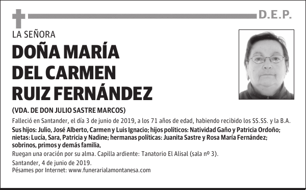DOÑA MARÍA DEL CARMEN RUIZ FERNÁNDEZ