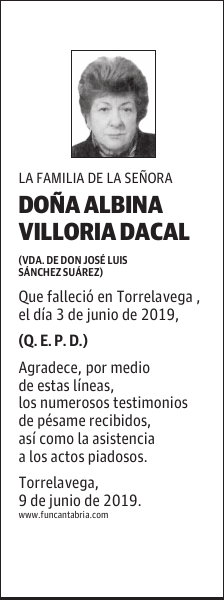 DOÑA ALBINA VILLORIA DACAL