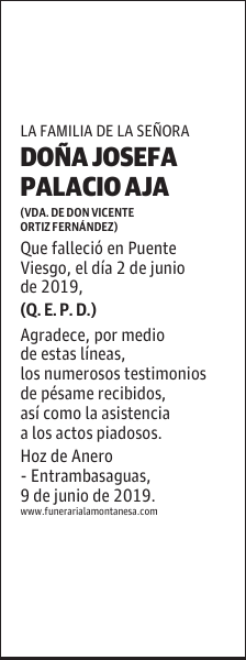 DOÑA JOSEFA PALACIO AJA