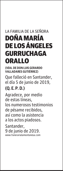 DOÑA MARÍA DE LOS ÁNGELES GURRUCHAGA ORALLO