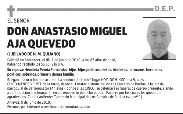 DON ANASTASIO MIGUEL AJA QUEVEDO