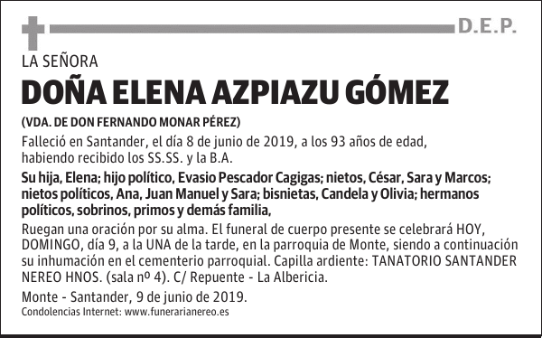 DOÑA ELENA AZPIAZU GÓMEZ