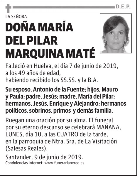DOÑA MARÍA DEL PILAR MARQUINA MATÉ