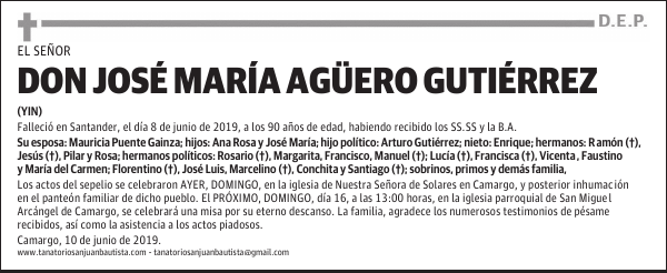DON JOSÉ MARÍA AGÜERO GUTIÉRREZ