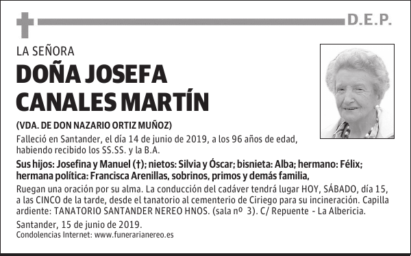 DOÑA JOSEFA CANALES MARTÍN