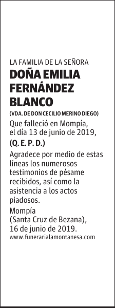 DOÑA EMILIA FERNÁNDEZ BLANCO