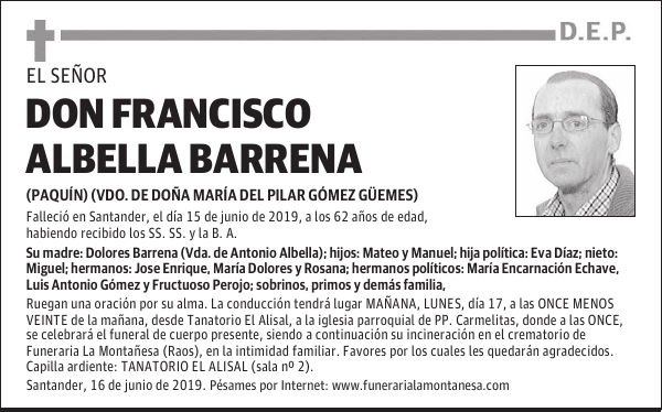 DON FRANCISCO ALBELLA BARRENA