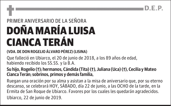 DOÑA MARÍA LUISA CIANCA TERÁN
