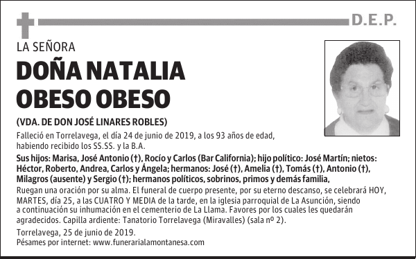 DOÑA NATALIA OBESO OBESO