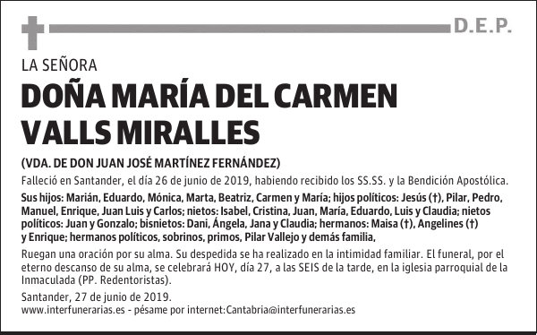 DOÑA MARÍA DEL CARMEN VALLS MIRALLES