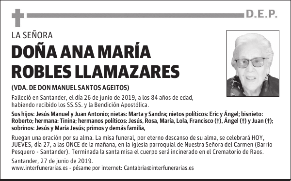 DOÑA ANA MARÍA ROBLES LLAMAZARES