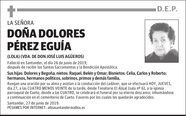 DOÑA DOLORES PÉREZ EGUÍA
