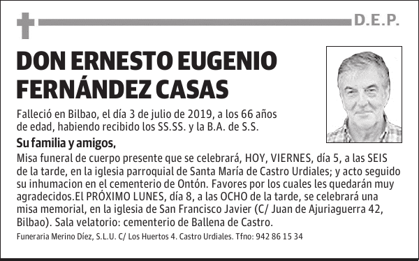 DON ERNESTO EUGENIO FERNÁNDEZ CASAS
