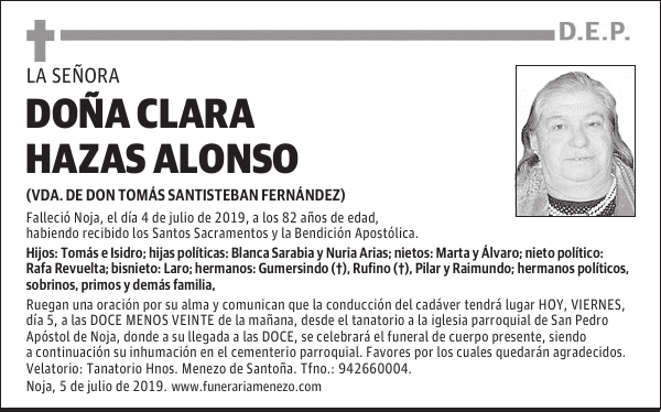 DOÑA CLARA HAZAS ALONSO