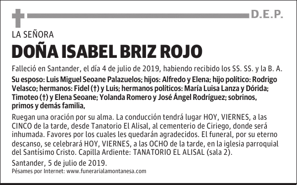 DOÑA ISABEL BRIZ ROJO