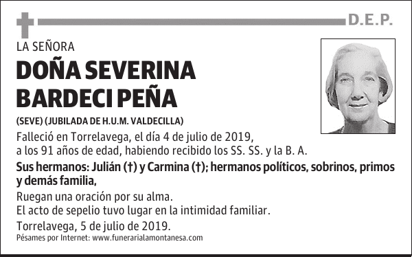 DOÑA SEVERINA BARDECI PEÑA