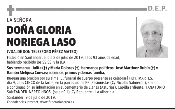 DOÑA GLORIA NORIEGA LASO