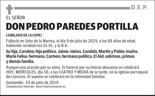 DON PEDRO PAREDES PORTILLA