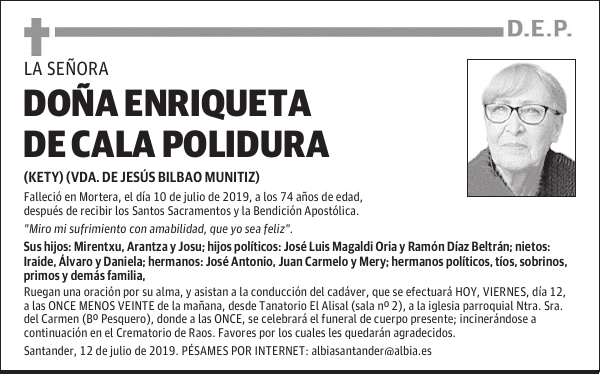 DOÑA ENRIQUETA DE CALA POLIDURA
