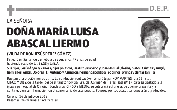 DOÑA MARÍA LUISA ABASCAL LIERMO