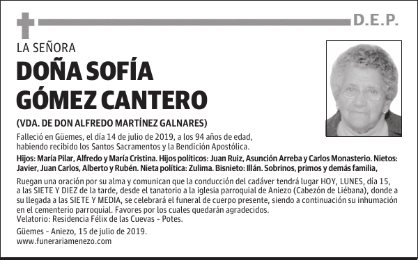 DOÑA SOFÍA GÓMEZ CANTERO