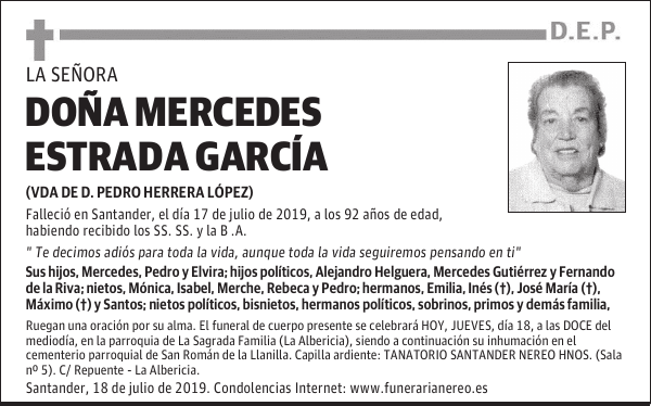DOÑA MERCEDES ESTRADA GARCÍA