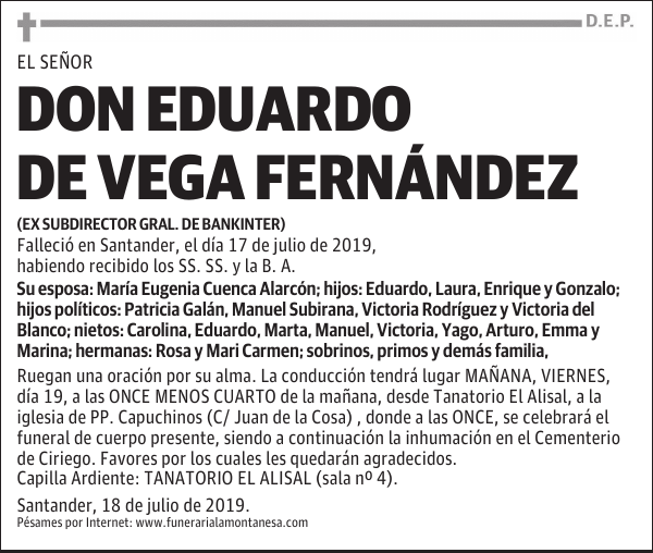 DON EDUARDO DE VEGA FERNÁNDEZ
