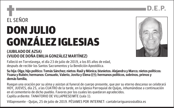 DON JULIO GONZÁLEZ IGLESIAS