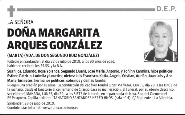 DOÑA MARGARITA ARQUES GONZÁLEZ