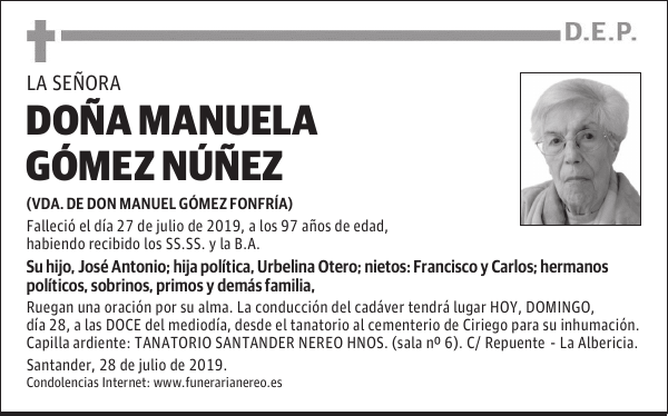 DOÑA MANUELA GÓMEZ NÚÑEZ