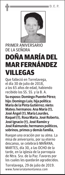 DOÑA MARÍA DEL MAR FERNÁNDEZ VILLEGAS