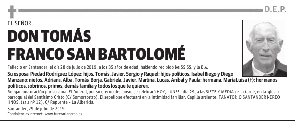 DON TOMÁS FRANCO SAN BARTOLOMÉ