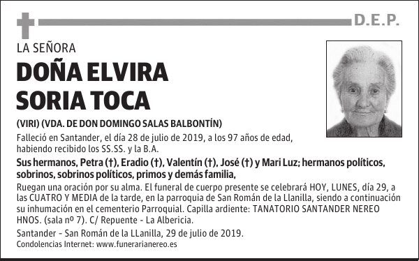 DOÑA ELVIRA SORIA TOCA