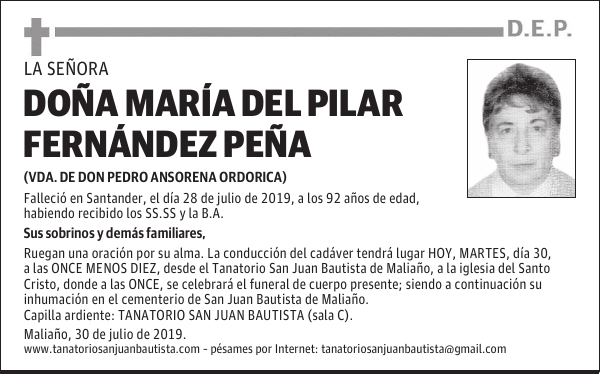 DOÑA MARÍA DEL PILAR FERNÁNDEZ PEÑA