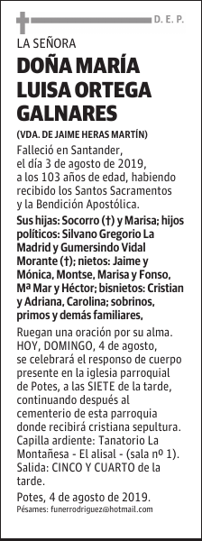 DOÑA MARÍA LUISA ORTEGA GALNARES