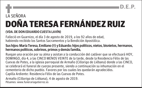 DOÑA TERESA FERNÁNDEZ RUIZ