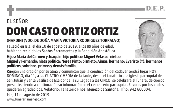 DON CASTO ORTIZ ORTIZ