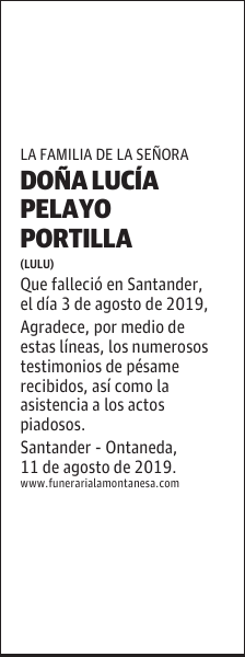 DOÑA LUCÍA PELAYO PORTILLA