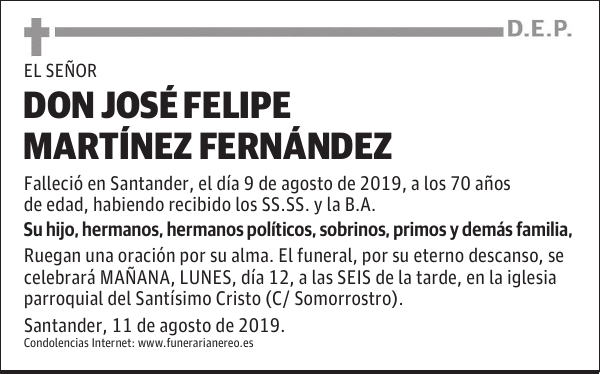 DON JOSÉ FELIPE MARTÍNEZ FERNÁNDEZ