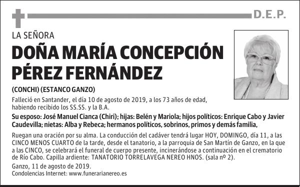 DOÑA MARÍA CONCEPCIÓN PÉREZ FERNÁNDEZ