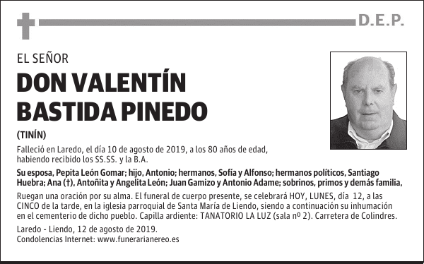 DON VALENTÍN BASTIDA PINEDO