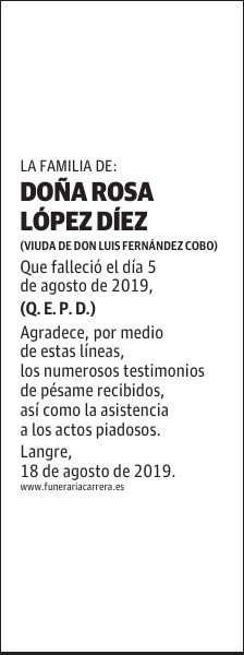 DOÑA ROSA LÓPEZ DÍEZ