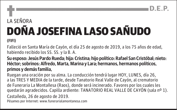 DOÑA JOSEFINA LASO SAÑUDO
